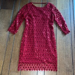Chelsea & Violet Size S Red Sequin Crochet Dress